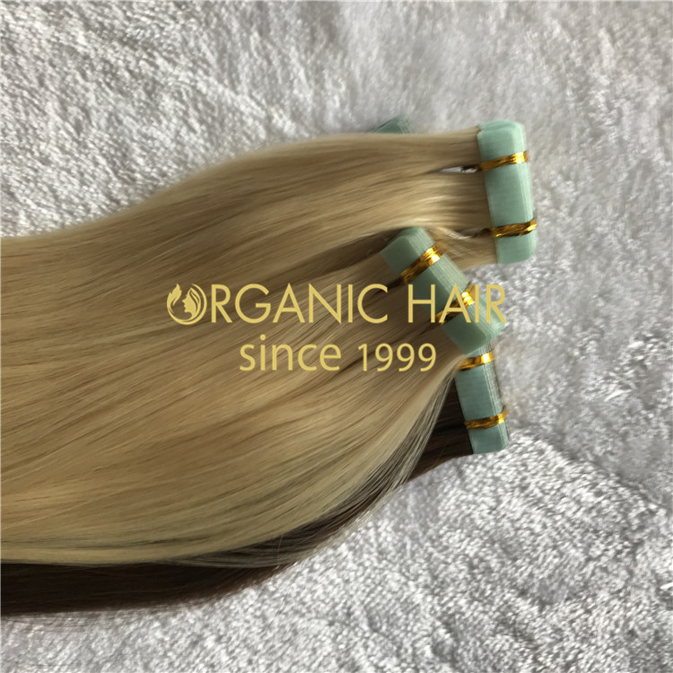  Blonde hair tape extensions  H175